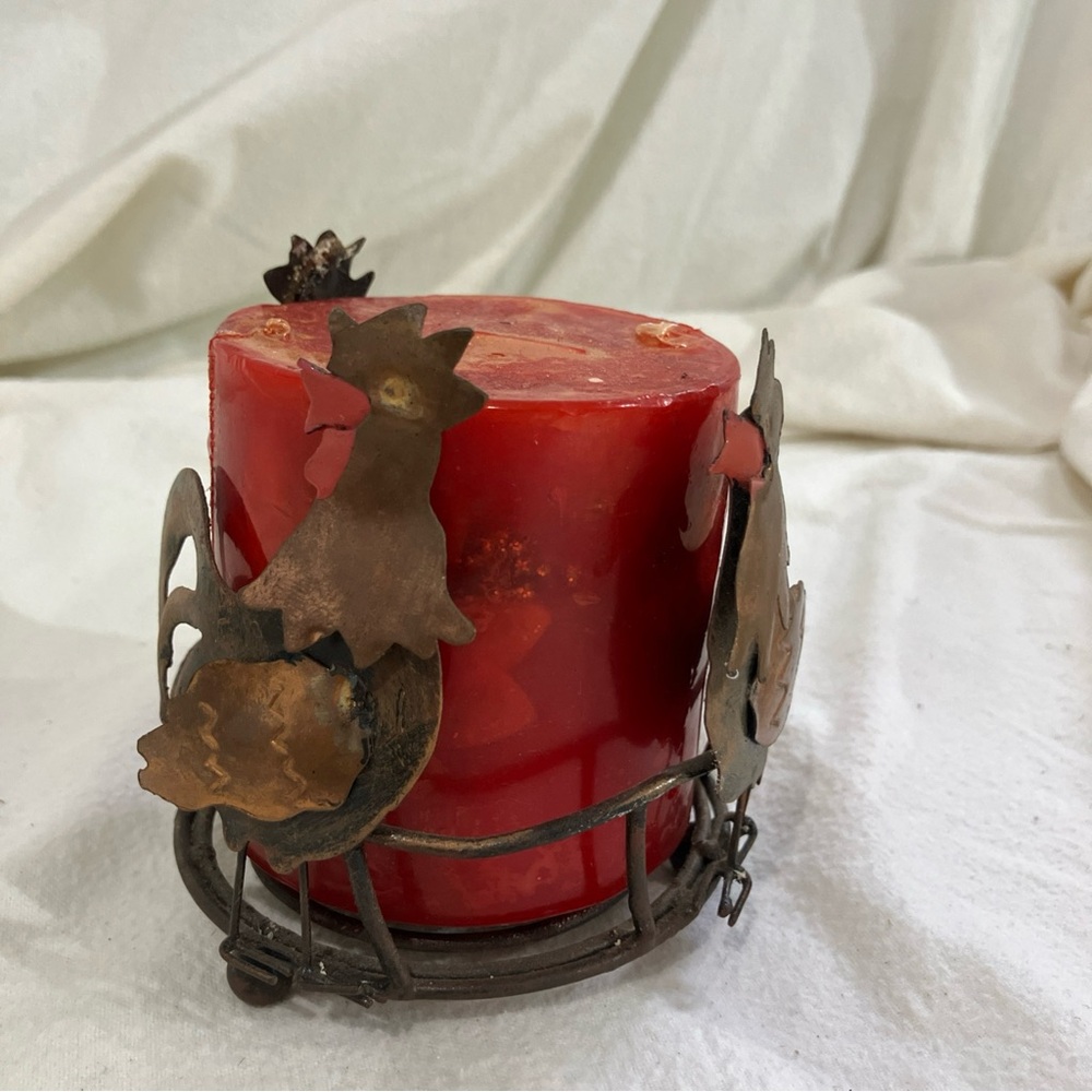 Chicken Rooster metal Candle Holder with candle